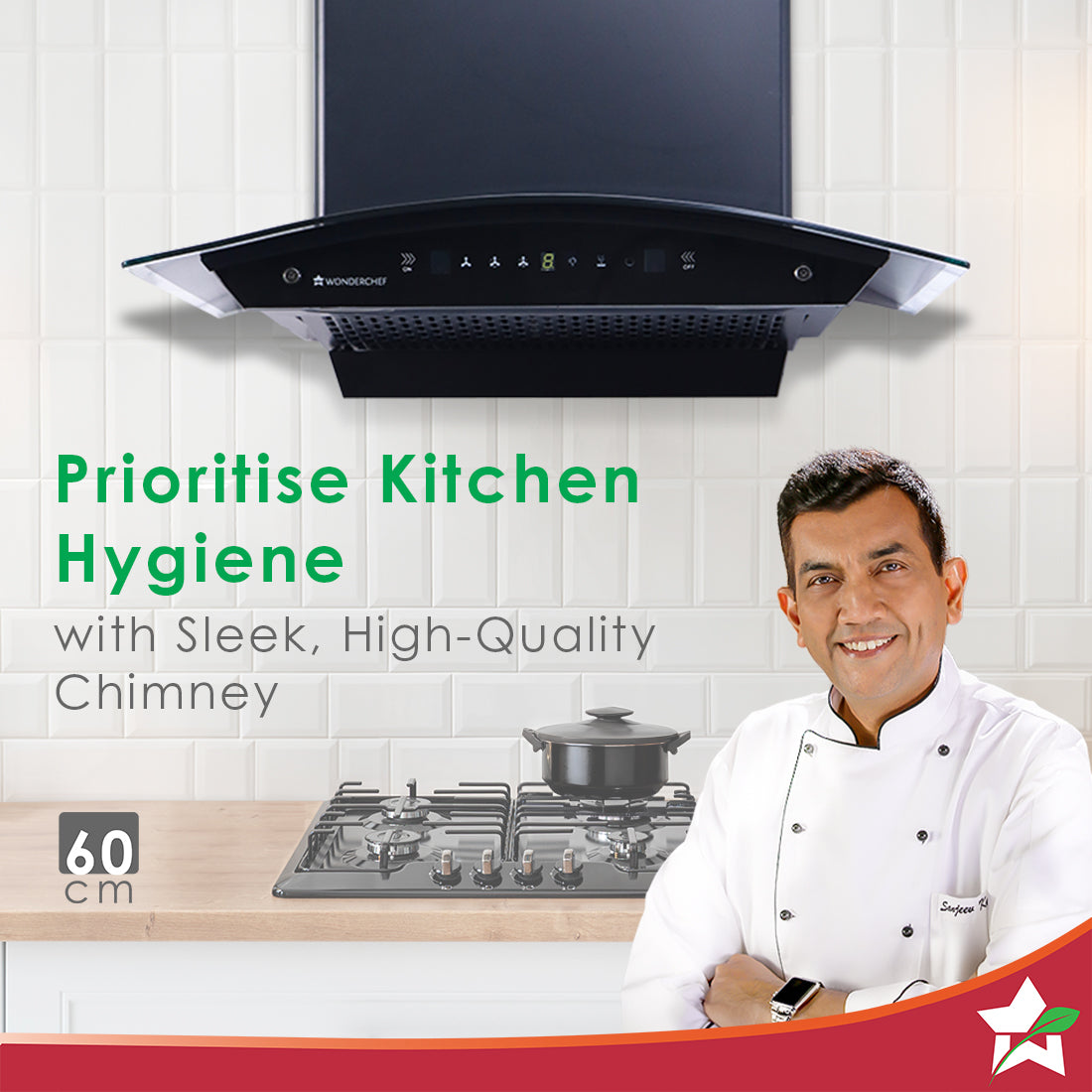 Ultima C-Line| 60cm | 1400 m3/hr | Auto Clean| Curved Glass Chimney | Baffle Filter | 1400M3/hr| Powerful Suction | Touch Control|  3 Speed Motion Sensor Technology| Low Noise | 7 Year Warranty|Black