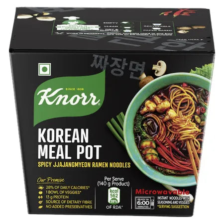 4x Knorr Korean Meal Pot- Spicy Jjajangmyeon Ramen Noodles - Pack of 4 -140 g