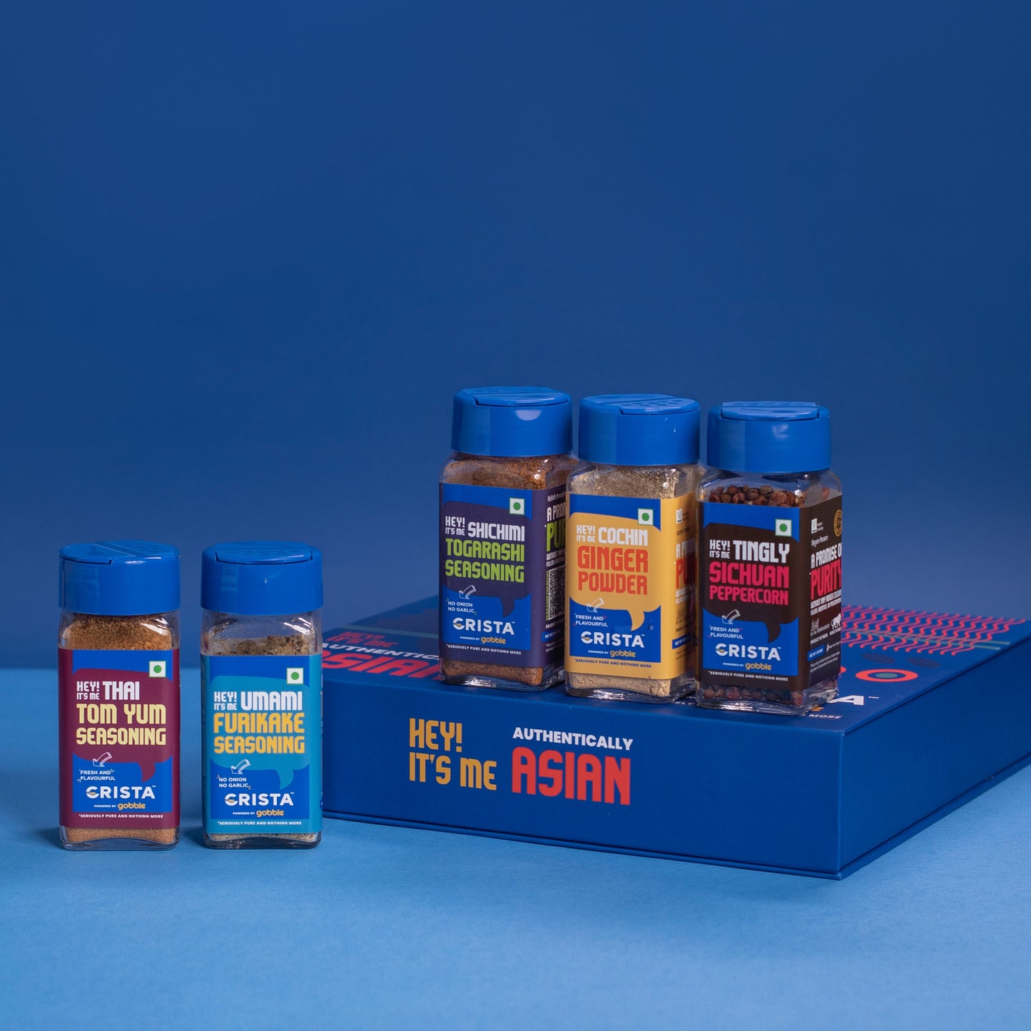 CRISTA Authentically Asian Seasonings Gift Box| Box of 5| Festive Gift| Pure Spice Gifting: 205 gms