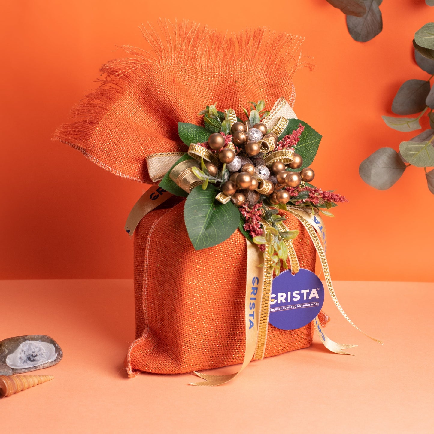CRISTA Earthy Spice Potli - Orange| Pack of 4| Diwali Gift| Pure Spice Gifting: 375 gms