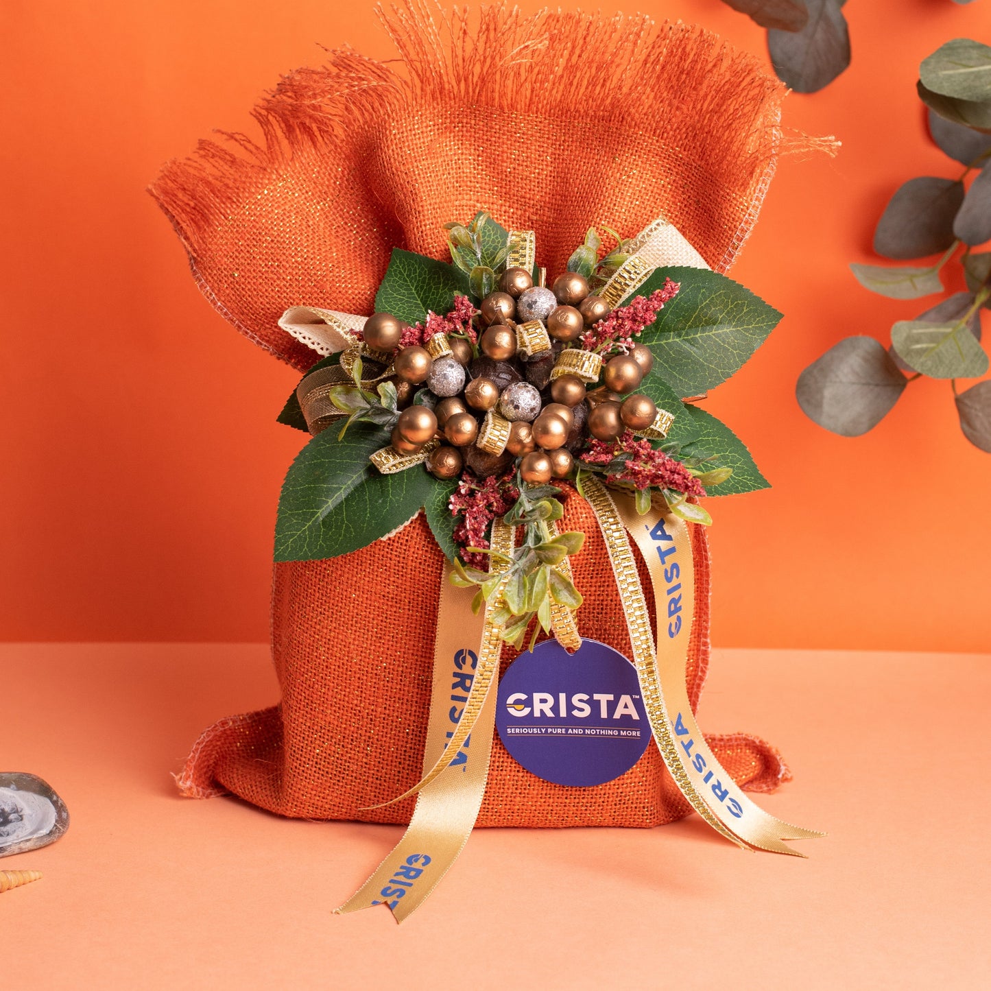 CRISTA Earthy Spice Potli - Orange| Pack of 4| Diwali Gift| Pure Spice Gifting: 375 gms