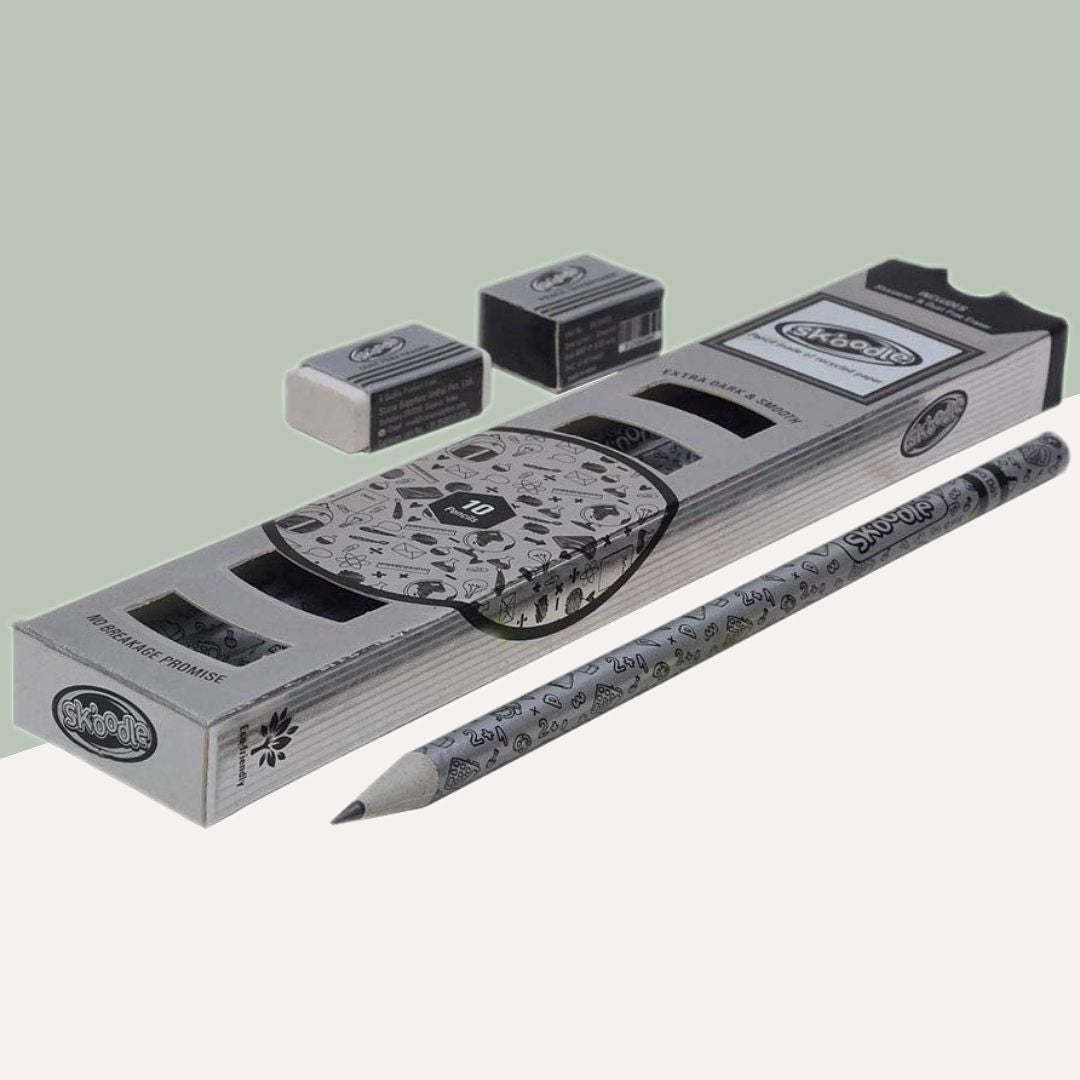 SKOODLE Extra Dark Pencil Combo: 60 Recycled Paper Pencils ( Pack Of 10 )