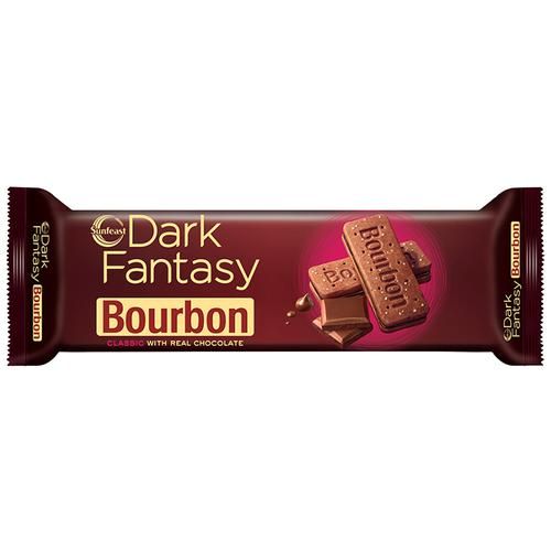 4x Sunfeast Dark Fantasy Bourbon Chocolate Cream Biscuits, Pack of 4 (120 g each)