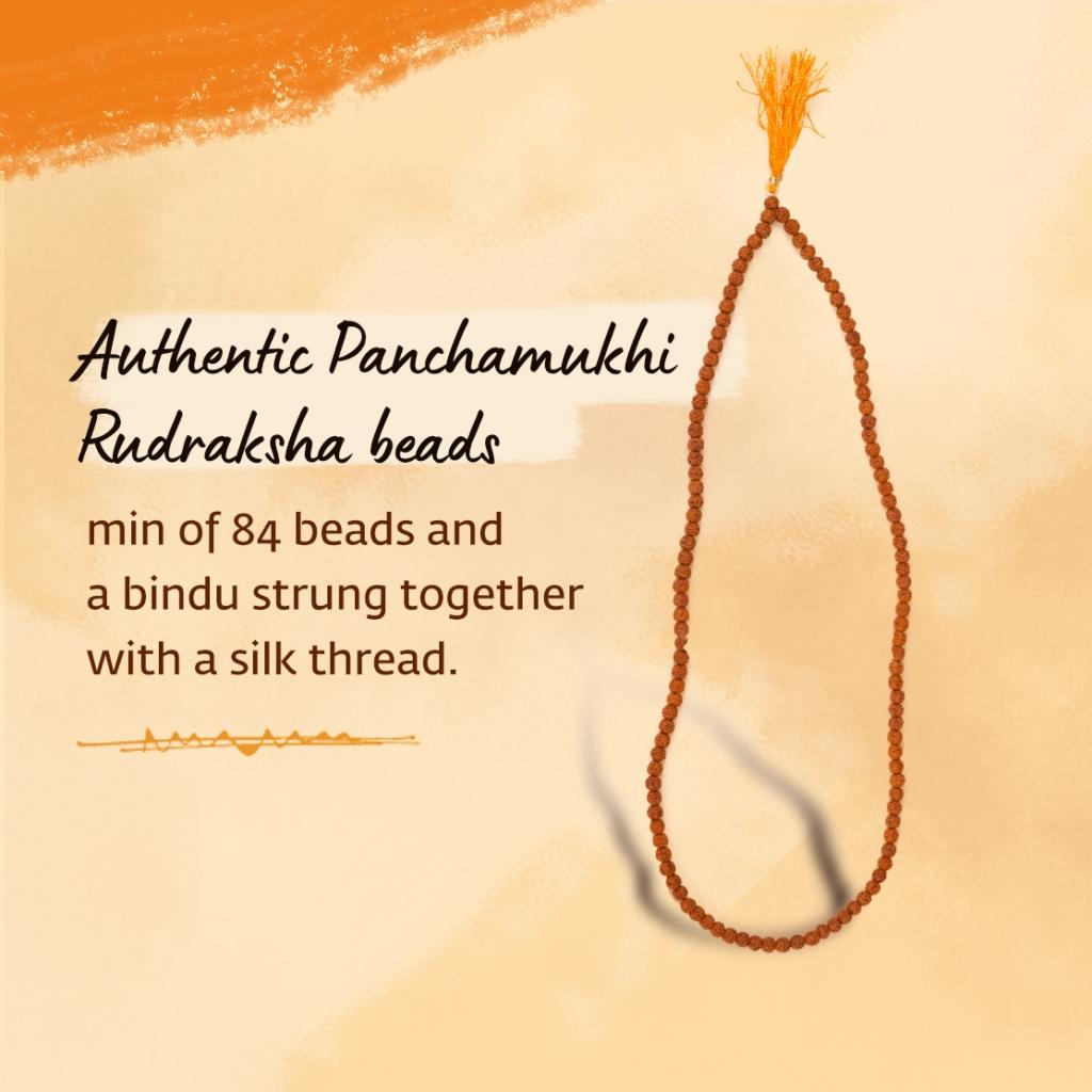 Authentic Isha Panchamukhi (five-faced) Rudraksha Mala. Consecrated at Dhyanalinga. Your cocoon of energy (8 mm)
