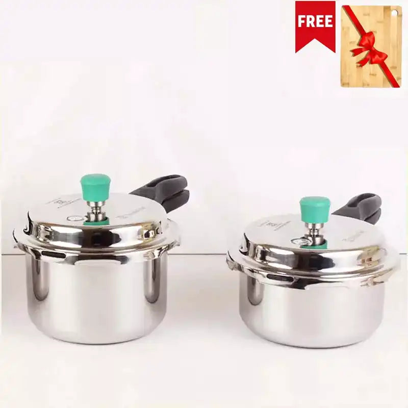 2L+3L RapidCuk Tri-ply Stainless Steel Pressure Cooker Combo+ Free ₹600 Wood Chopping Board, 5Yr Warranty, ISI Certified, Premium Quality, 3 Layer Thick Body, Induction & Gas