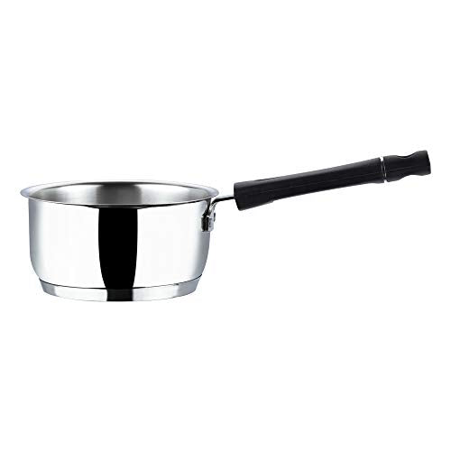 Vinod Stainless Steel Tivoli Saucepan Without Lid- Capacity 2.3 Litre (Induction and Gas Stove Friendly), Sturdy Riveted Virgin Bakelite Handles, 2 Year Warranty, Silver