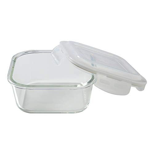 Borosil - Glass Lunch Box Set of 3, 320 ml, Microwave Safe Office Tiffin (12 x 12 x 6.5 cm, Transparent)