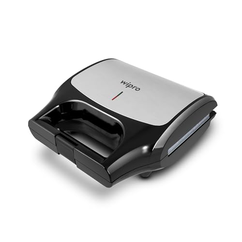 wipro Elato Bs302 800 Watt 3-In-1 Detachable Sandwich Maker, Removables Plates For Toaster, Griller & Waffle Maker, Non-Toxic Ceramic Coating,2 Year Warranty, Regular Bread Size For 2 Slices, Black