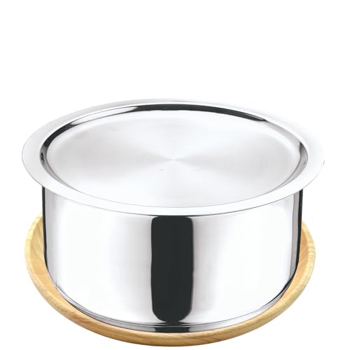 Vinod Stainless Steel 304 Grade - Tope/Patila/Topiya/Tapeli with Lid - Diameter 22 cm,Capacity 4 Litre,Multipurpose,Induction and Gas Stove Friendly,2 Year Warranty,Silver