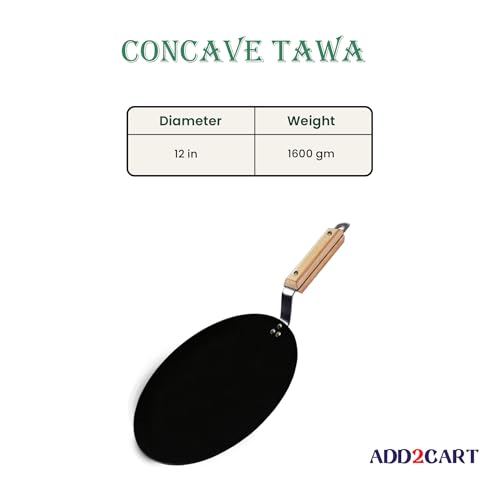 30.48 cm Wooden Handle Iron Concave Tawas, Roti Tawas, and Dosa Tawas