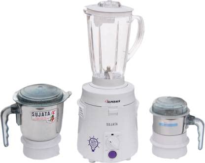 Sujata Supermix, Mixer Grinder, 900 Watts, 3 Jars (White)