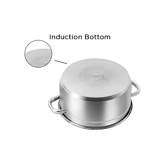 Vinod Stainless Steel Bremen Saucepot with Glass Lid - 2 Pieces, Capacity 1,1.5 and 2 Litre, Induction and Gas Stove Friendly, 2 Year Warranty, Silver