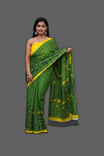 ANMOL FABRICS Women's Cotton Malmal Saree | Women Stylish Sadis | Printed Runing Blouse Piece | Sari Length 5.5 meter | Blouse Piece 1 m | Unstitched Blouse Material Free_Size_SAREE-MULTI_63