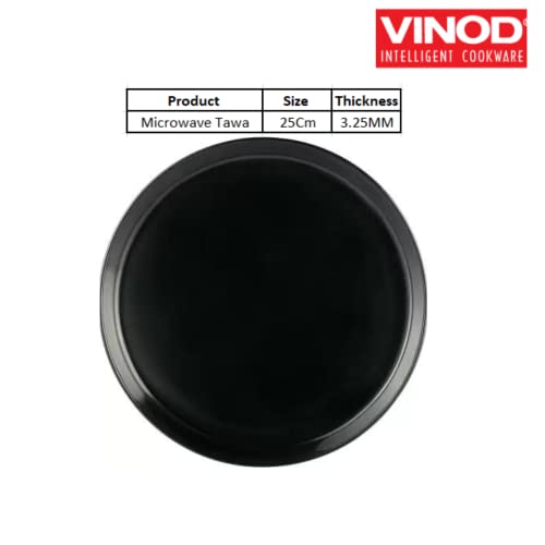 Vinod Hard Andised Non Stick Microwave Safe Tawa - 25cm | 3.25mm Thickness | Round Baking Plate Pan Tawa | 2 Year Warranty