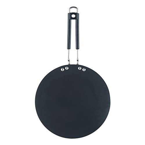 Vinod Black Pearl Hard Anodised Tawa - 28 cm | 5.25mm Thickness | Metal Spoon Friendly | Riveted Sturdy Handle | Long Lasting Roti, Paratha Tawa | 2 Year Warranty | Toxin Free
