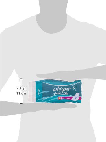 Whisper Maxi Nights Sanitary Pads for Women, Large, 8 Napkins