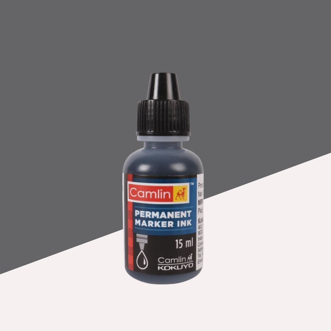 Camlin Permanent Marker Ink - 15ml, Black: Vibrant ( Pack Of 1 )
