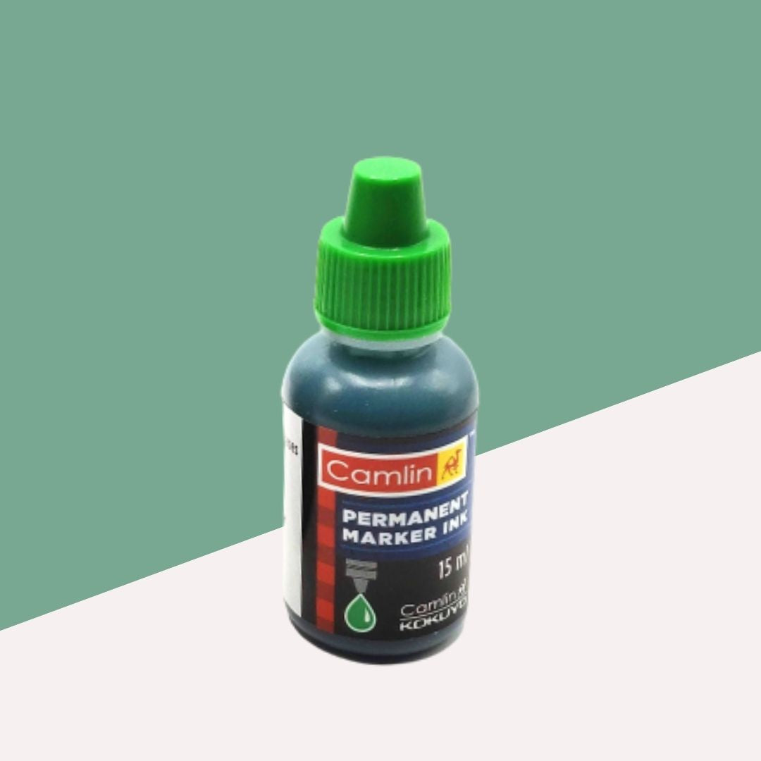 Camlin Permanent Marker Ink - 15ml, Green ( Pack Of 1 )