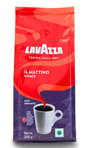 4x LAVAZZA IL Mattino Vivace 100% Pure Filter Ground Coffee Powder, (Pack of 4 - 200g each)