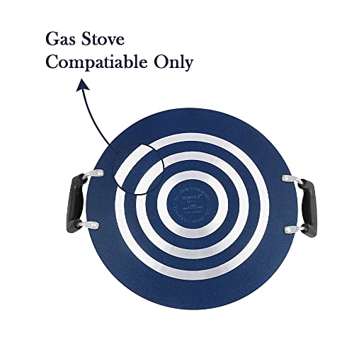 Vinod Zest Aluminium Non Stick Pathri Tawa - 31.5 cm | 5mm Thick | 3 Layer Coating | Metal Spoon Friendly | Bakelite Handle | Gas Base | 1 Year Warranty