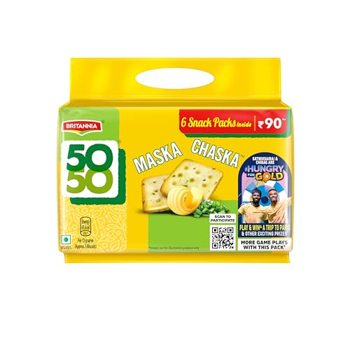 4x Britannia 50-50 Maska Chaska Biscuits, 300 g each - Pack of 4