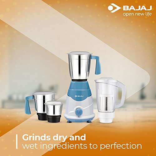 Bajaj Rex DLX 750 W 4 Jars Mixer Grinder, White and Blue