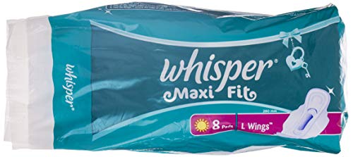 Whisper Maxi Nights Sanitary Pads for Women, Large, 8 Napkins