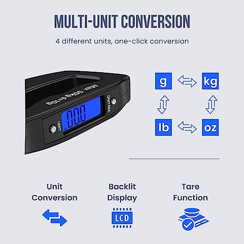 TRIDEO 15 YEARS WARRANTY Electronic Portable Digital LED Screen Luggage Weighing Scale|Baggage Weight Scale|with Hook for Travel, Fish Weighing, Black