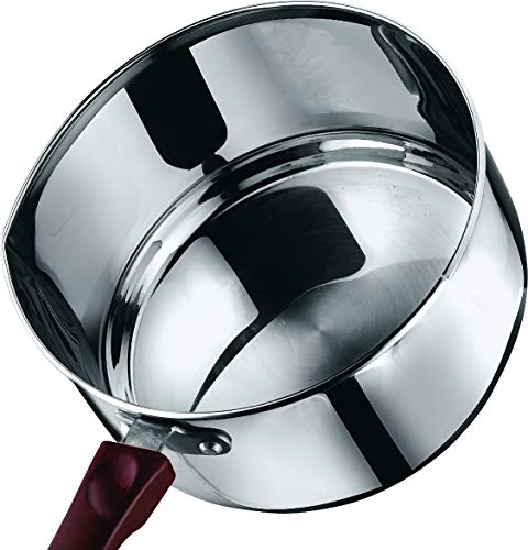 Vinod Stainless Steel Milkpan Set, 1 Litre, 2 Pieces (Silver) with Sturdy Virgin Bakelite Handele, Induction and Gas Stove Friendly, 2 Years Warranty