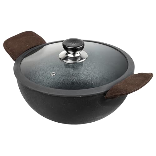 Vinod Legacy Pre-Seasoned Cast Iron Kadai with Lid 4.3 L Capacity (26 cm Diameter) - Induction and Gas Stove Friendly, Black