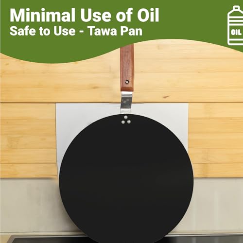 30.48 cm Wooden Handle Iron Concave Tawas, Roti Tawas, and Dosa Tawas