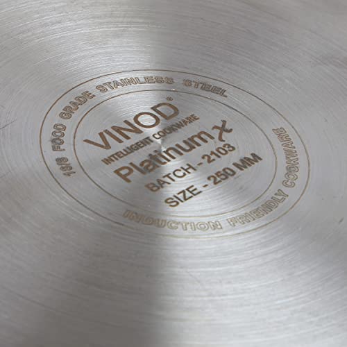 Vinod SAS Pro Platinum Triply Stainless Steel X Tawa - 25 cm | 4.0 mm Thick | Hexa Design | Metal Spoon Friendly | Riveted Handle | Gas, Induction Base | 5-Year Warranty