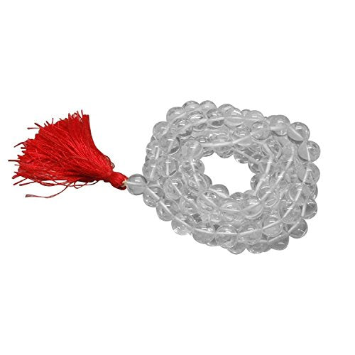 Sphatik/Crystal Jaap Mala for Pooja (108+1 Beads) | Natural & Certified | Astrological Beads | Positive Effect | Unisex Both for Men & Women (8 MM)