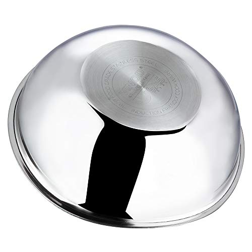 Vinod Platinum Triply Stainless Steel Extra Deep Tasla 2.4 litres Capacity (22 cm Diameter) - Silver (Induction and Gas Stove Friendly), 5 Years Warranty