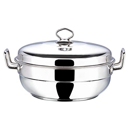 Vinod Stainless Steel 6 pcs Multi Kadai with Stainless Steel Lid, 2 Idli Plates, 2 Dhokla Plates and 1 Patra Plate - Silver (Induction and Gas Stove Friendly), 2 Years Warranty