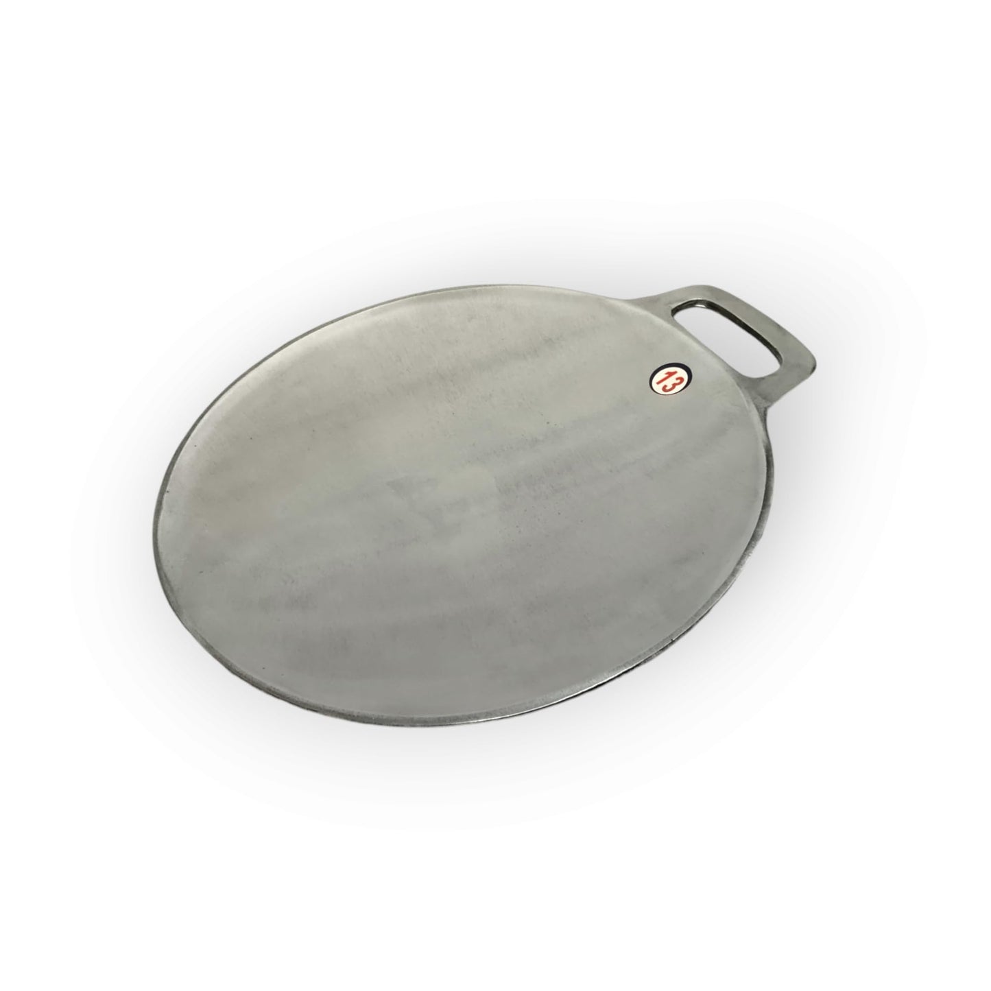 Trishav Indolium Dosa Kallu | Indolium Polished Dosa Tawa - Single Handle Dosa kal - 13Inch - Silver