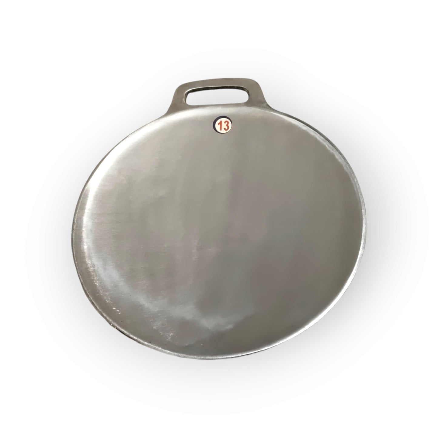 Trishav Indolium Dosa Kallu | Indolium Polished Dosa Tawa - Single Handle Dosa kal - 13Inch - Silver