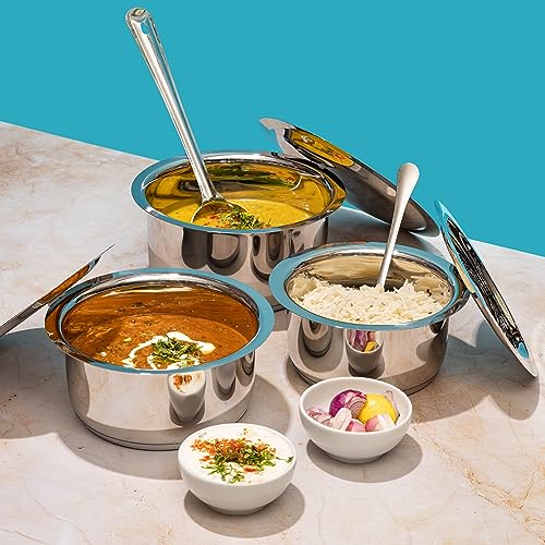 Vinod Stainless Steel 304 Grade - Tope/Patila/Topiya/Tapeli with Lid - Diameter 22 cm,Capacity 4 Litre,Multipurpose,Induction and Gas Stove Friendly,2 Year Warranty,Silver