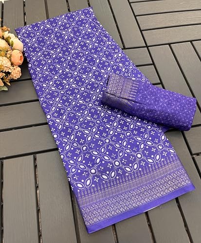 Shopgarb Women's Elegant Digital Floral Printed Sari with Blouse (SH685 -Purple-Designer-Floral-Party-Wedding-Saree, Free Size)