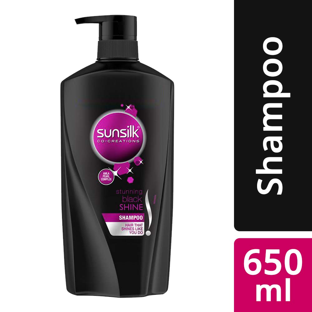 Sunsilk Stunning Black Shine Shampoo, With Amla Pearl Extract, 650 ml