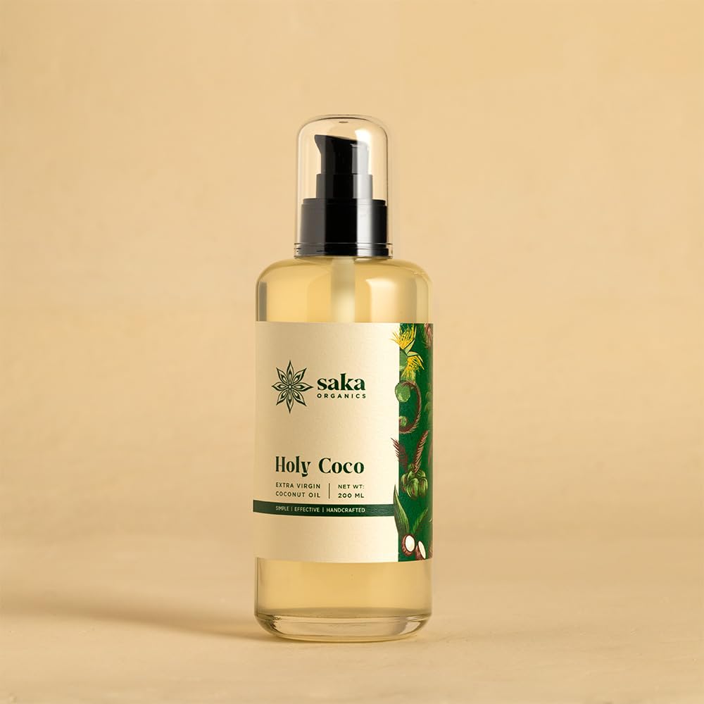 Saka Organics - Holy Coco | Handmade Extra Virgin Coconut Oil | Natural Hair Care for All Hair Types (200 ml)