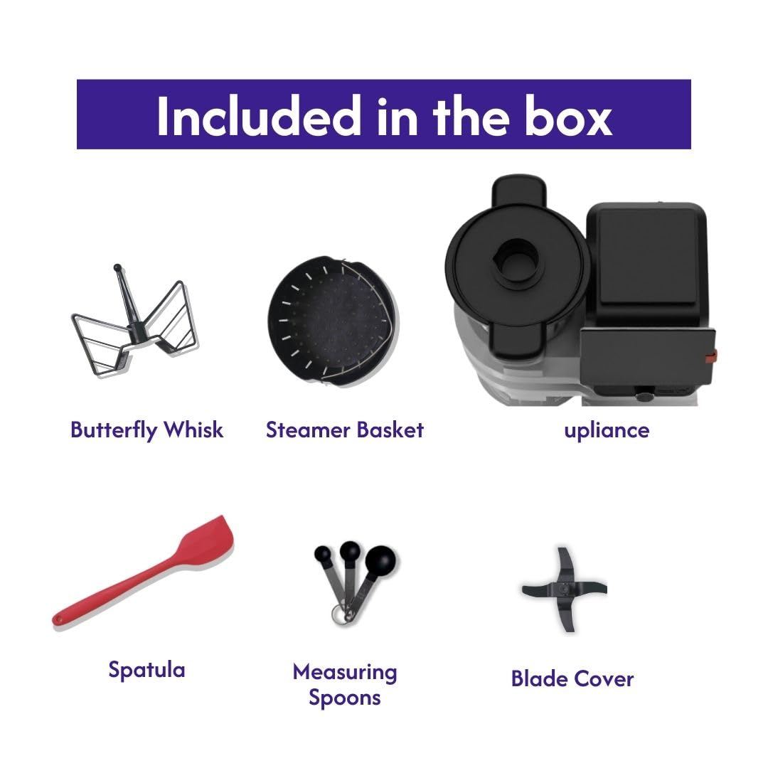 Upliance delishUp, AI Cooking Assistant with unlimited recipes from around the world | WiFi & built-in 8 inch Touch screen | Automated Chop, Saute, Stir, Knead, Steam And Cook