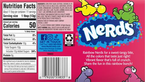 8x Nerds Wonka Rainbow Nerds Candy, 141g each, Mixed Fruit - Pack of 8
