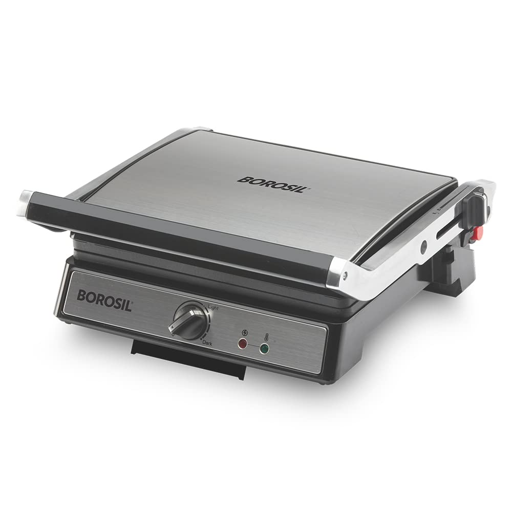 Borosil Super Jumbo Grill Sandwich Maker | Can Make 4 Sandwich At a Time | 2000W Electric Toaster Maker | Non-Stick Coating Plates Opens to 180°, BPA & PTFE Free | Power Indicators | 2 Year Warranty
