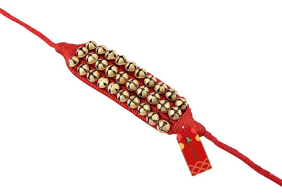 UAPAN Brass Ghungroo Anklets Bells For Women I 3 Line Pad I Red I 10 Pair I Perfect for traditional Indian dance