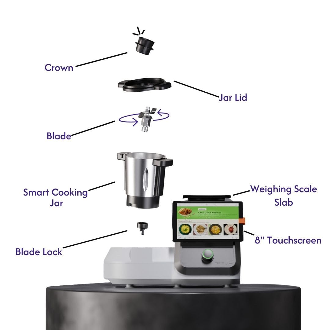 Upliance delishUp, AI Cooking Assistant with unlimited recipes from around the world | WiFi & built-in 8 inch Touch screen | Automated Chop, Saute, Stir, Knead, Steam And Cook