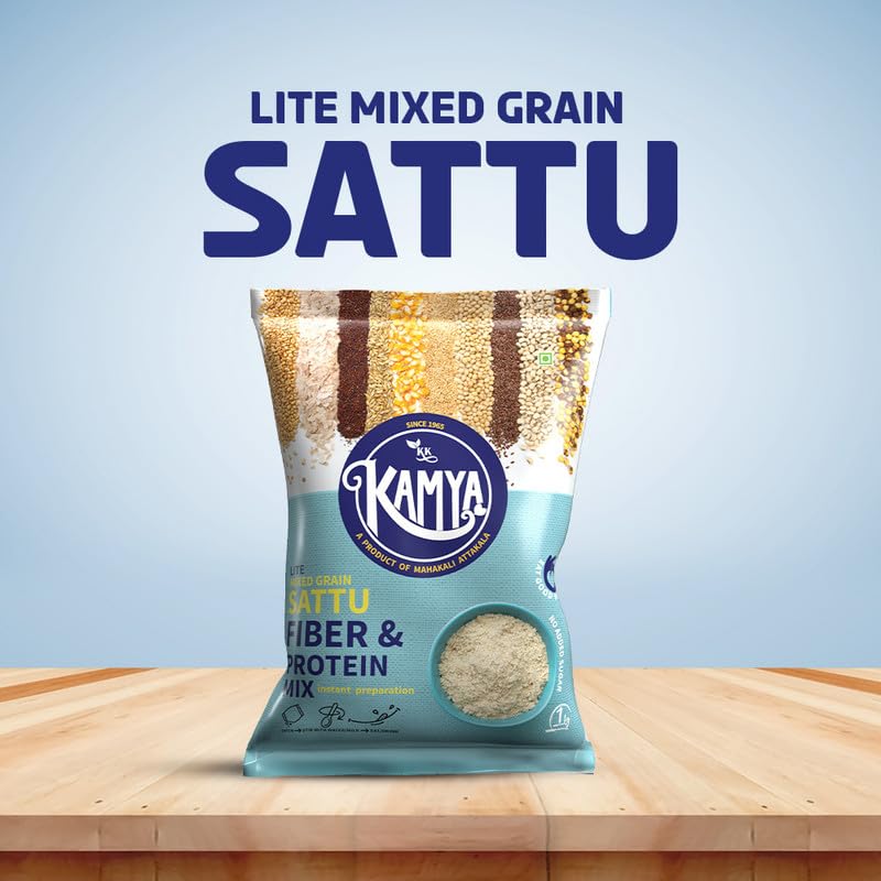 KK Kamya Lite Mixed Grain Sattu | Natural Powder with High Protein | No Added Sugar | Instant Sattu Drink (Pack of 2, 2Kg.)