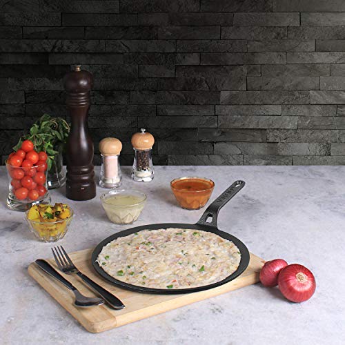 Vinod Legacy Pre-Seasoned Cast Iron Dosa Tawa of 28 cm,Dosa Kallu, Roti, Chapati Tawa Pan,Non Toxic,Enamel Free and Coating Free,Gas Stove Friednly,Black,1 Pc