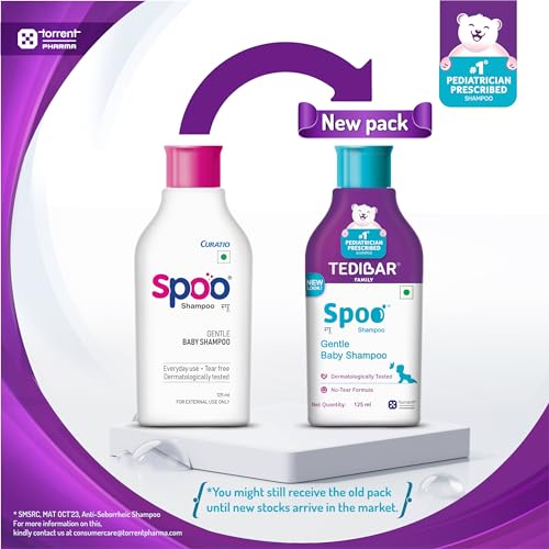 Spoo Shampoo No-Tear Formula Baby Shampoo 125Ml From Tedibar Family | Gentle On Scalp | No. 1 Pediatrician Prescribed Anti Seborrheic Shampoo* - By Torrent Pharma