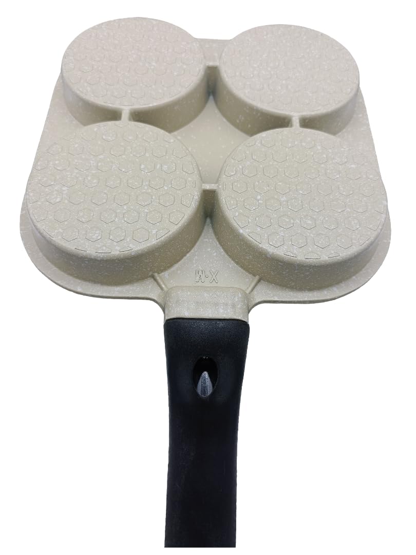 VDNSI 4 Hole Non Stick Egg Frying pan,Multi-Purpose Frying pan for Omelet uttapam,idli Burger Poached Egg Kitchen Breakfast(1pcs) (White)